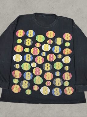 Gino Green Thermal Shirt Mens XL Black Y2K 2000s Grunge Mall Goth Skater 8 Ball